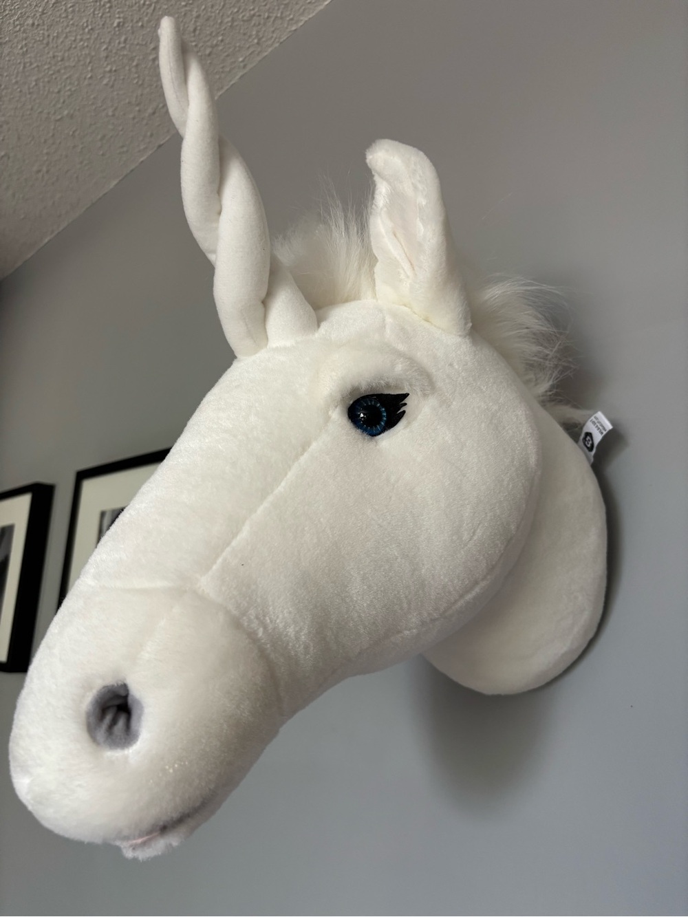 Plush White Unicorn Wall Mount